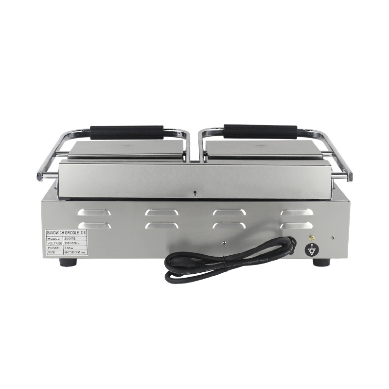 ماكينة شواء بانيني كهربائية مزدوجة الألواح من الفولاذ المقاوم للصدأ